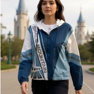 DISNEY PARKS SPACE MOUNTAIN Blue UNISEX FULL ZIP HOODED Windbreaker